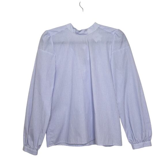 Goop G. Label Mock Neck Back Tie Blouse Stripe Size 2 - Picture 1 of 11